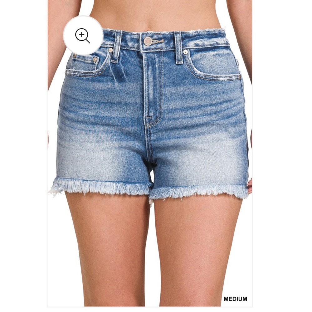 Zenana Denim Frayed Hem Women Shorts